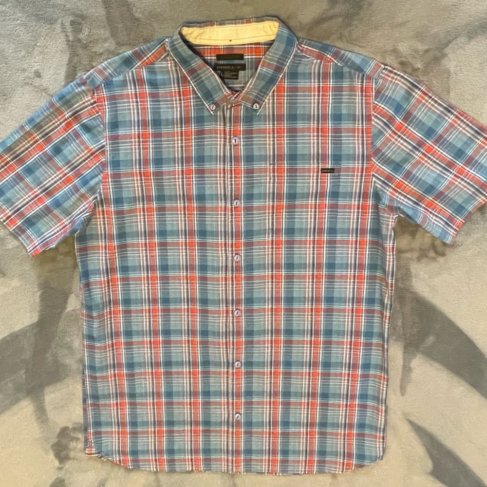 Men's O’Neill Plaid Short Sleeve Shirt - Blue and Orange